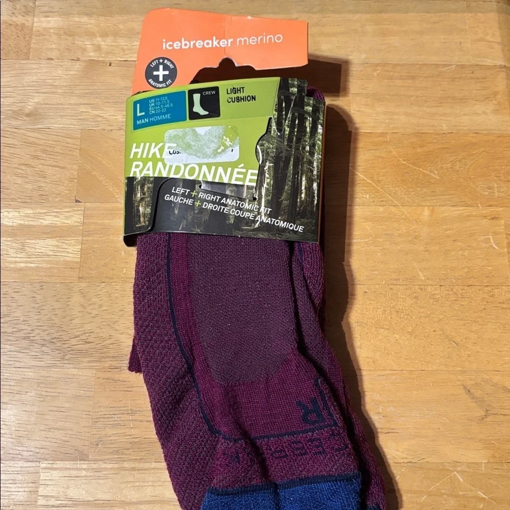 NWT Icebreaker Merino Wool Men Large Anatomic Hiking Socks Size 11-12.5